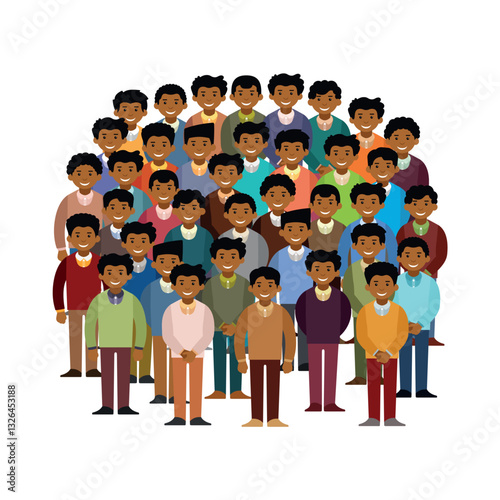 Swarthy men community vector concept in flat style