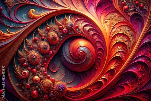 Bold, abstract crimson, deep red tones.