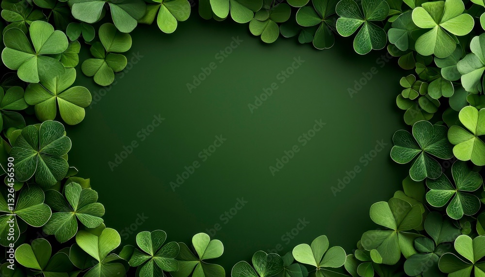 Clover Abundance Border Frame on Green Background for St Patricks Day Celebrations Luck and Fortune Clover Abundance Border Frame on Green Background for St Patricks Day Celebrations Luck and Fortune