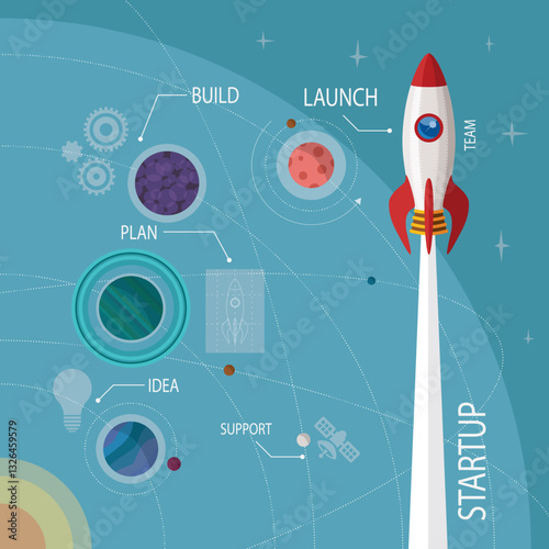Vector concept of start up new business project.