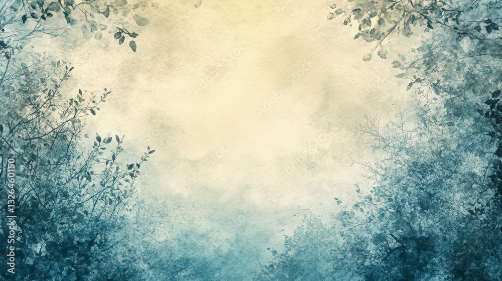 Obraz premium Watercolor Twilight Glade: Serene Forest Trees Subtle Sky 