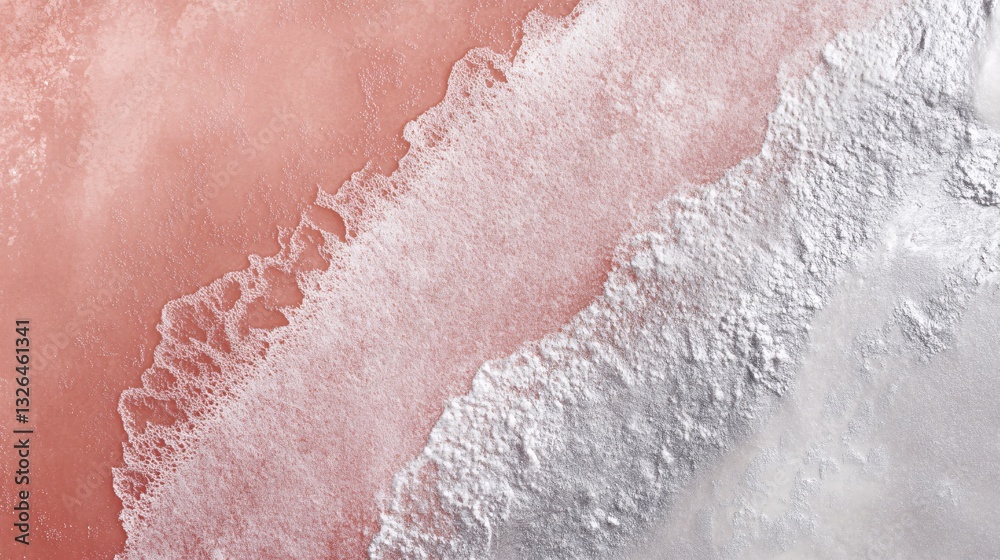 Fototapeta premium Soft desert textures in coral pink and frosted silver plain background