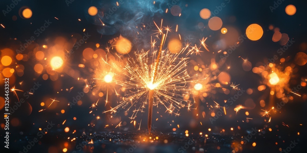 Fototapeta premium Sparkling fireworks illuminate the night sky during a festive celebration