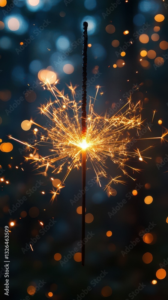 Obraz premium Sparkler illuminates the night with vibrant colors during a celebration in a forest