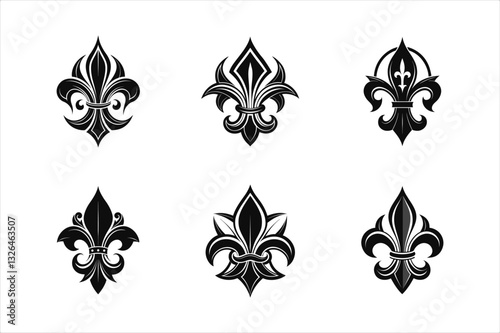Decorative Fleur De Lys Logo Luxury Symbol Vector Illustration