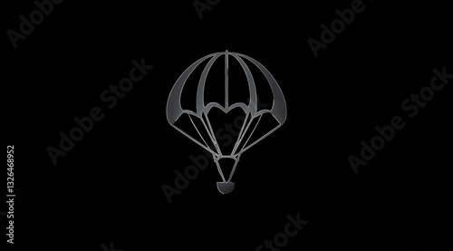 Glowing Parachute icon animation on black color background.