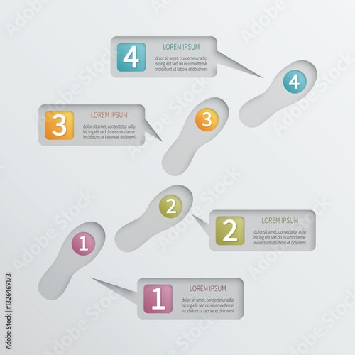 Four steps vector perforated infographic template.