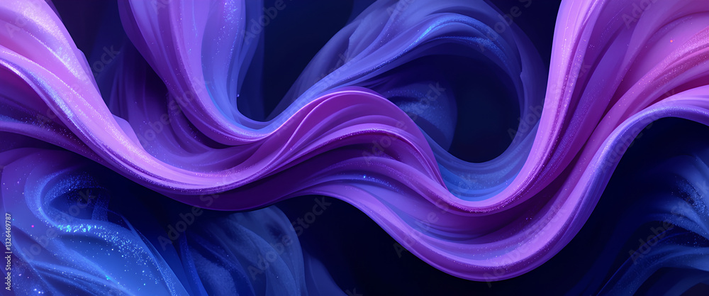 Fototapeta premium Vibrant purple blue abstract wave background with smooth gradient flow and dark backdrop