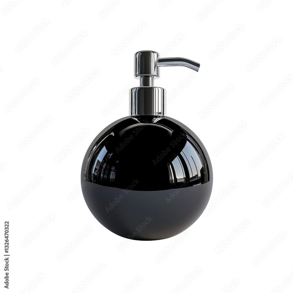 Fototapeta premium Elegant Black Sphere Soap Dispenser with Chrome Pump
