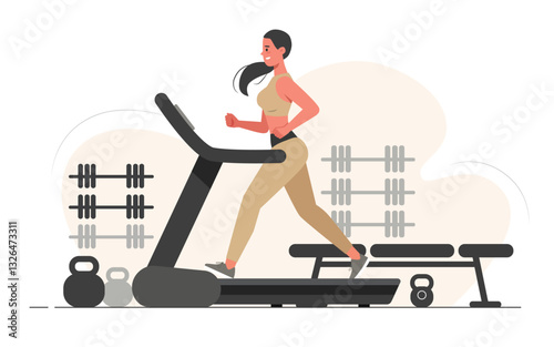 Fit woman jogging on treadmill
