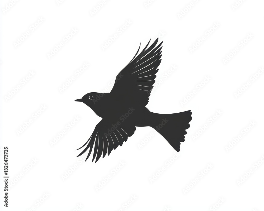 Obraz premium A Simple Black Silhouette of a Bird in Flight