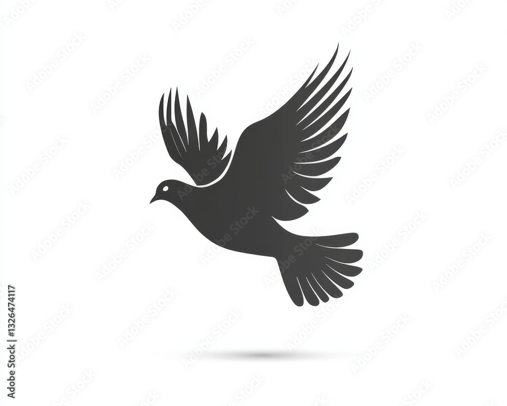 Fototapeta premium A Simple yet Elegant Black Silhouette of a Bird in Flight