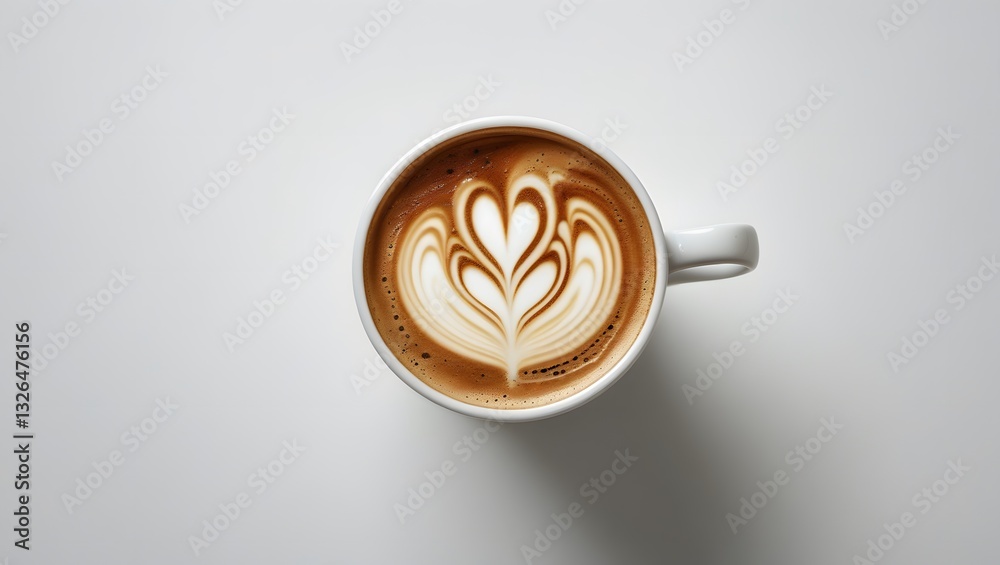 A cup of coffee decorated with a love symbol A cup of coffee decorated with a love symbol