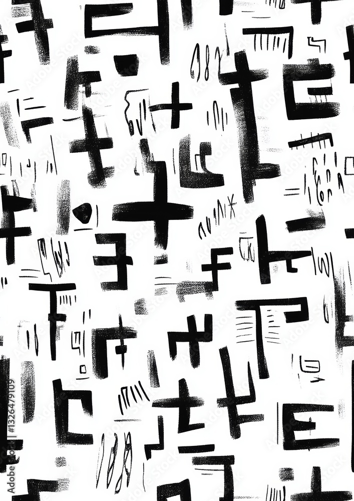 Obraz premium Abstract Black and White Geometric Pattern on White Background
