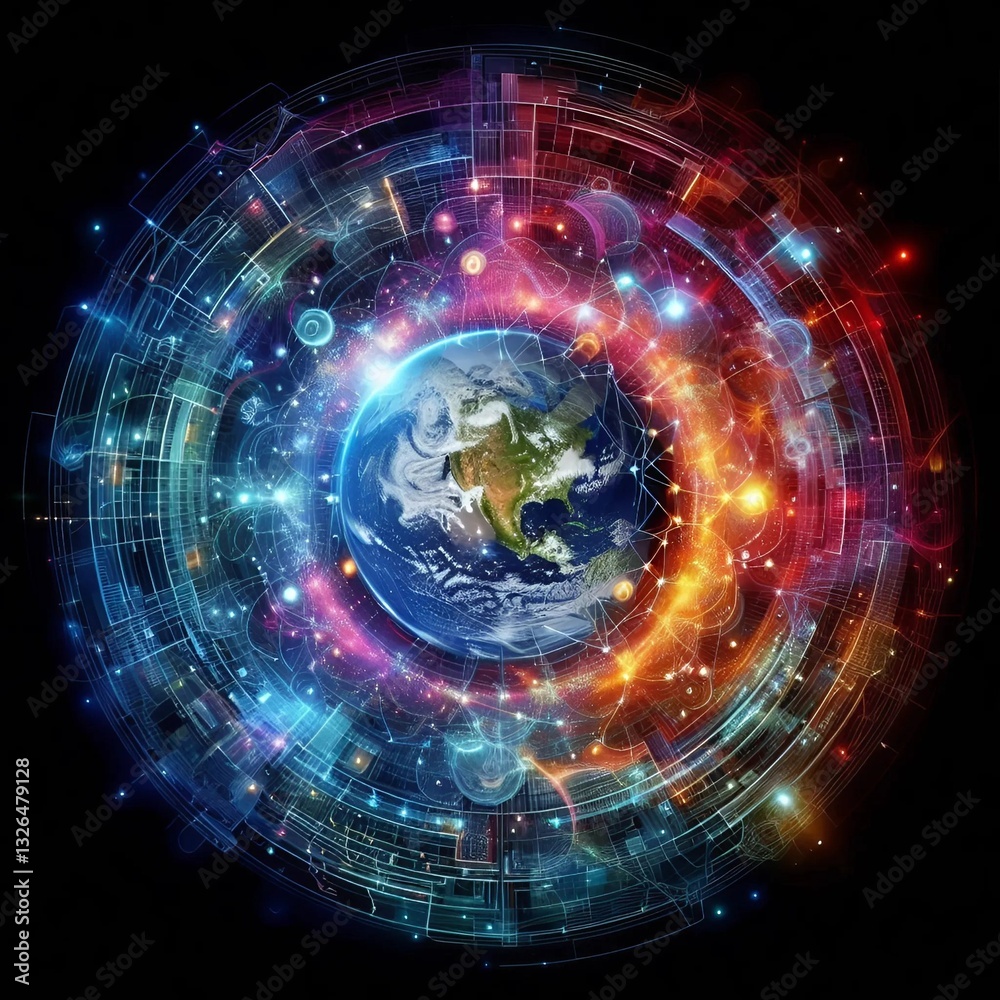 Obraz premium Securing the Digital Globe: Cybersecurity Strategies for a Connected World