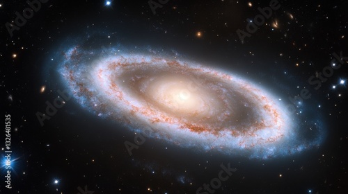 Glowing Spiral Galaxy with Starry Space 