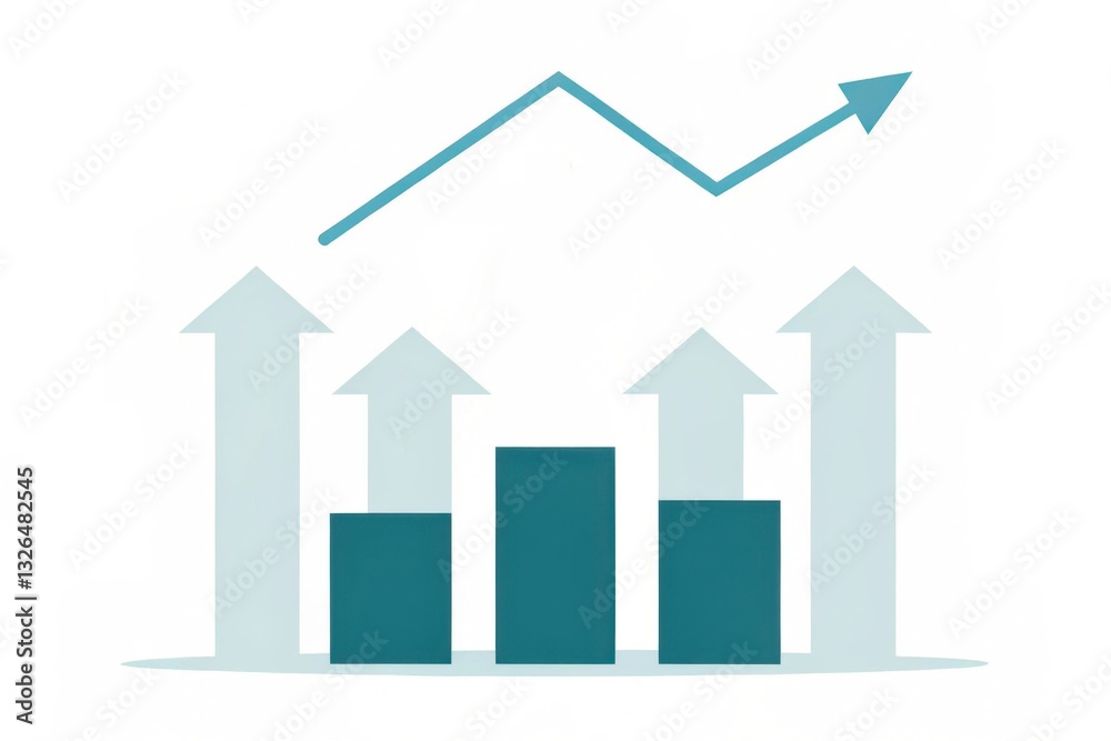 Business development and dynamic growth for success. Abstract graph with rising bars and an upward trend arrow, symbolizing growth. Business development and dynamic growth for success. Abstract graph with rising bars and an upward trend arrow, symbolizing growth.