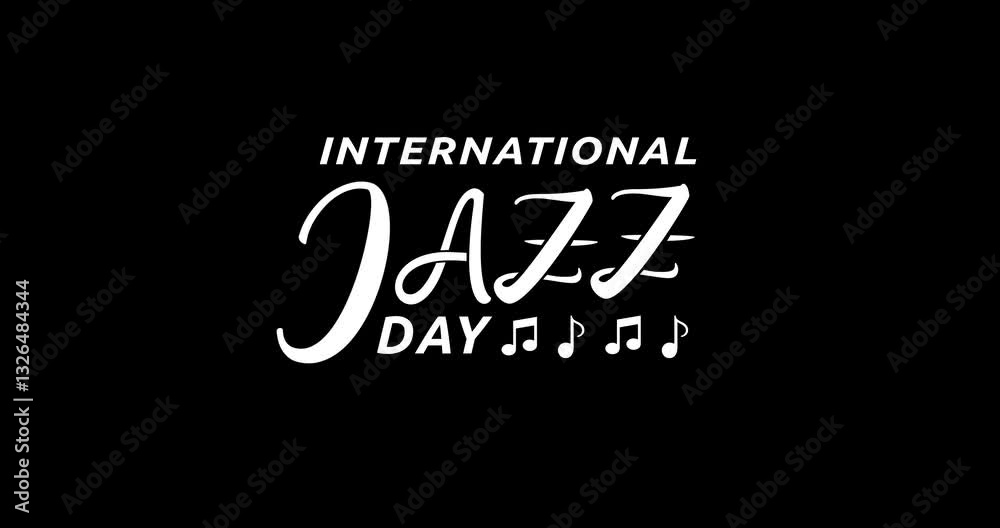 International Jazz Day text animation with alpha channel. Handwritten calligraphy on a transparent background. Great for jazz events, music festivals, cultural celebrations, and artistic video International Jazz Day text animation with alpha channel. Handwritten calligraphy on a transparent background. Great for jazz events, music festivals, cultural celebrations, and artistic video