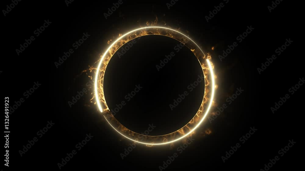 neon sphere, spiral loop border frame, optical rays, golden color, swirling stripes, and progress effects for disco visuals
