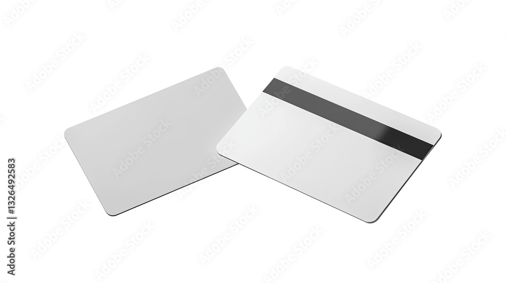 Two black and white credit cards, isolated on transparent background Two black and white credit cards, isolated on transparent background