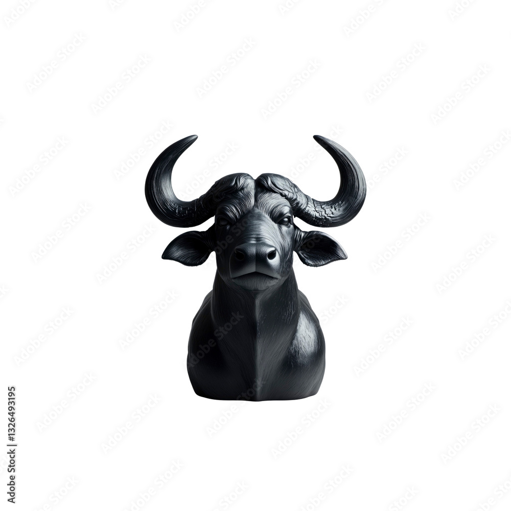 Naklejka premium Majestic Black Buffalo Sculpture Dark and Powerful Animal Head