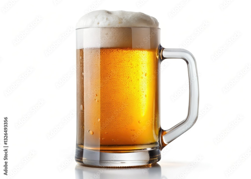 A light, refreshing India Pale Ale wheat beer, its golden bubbles and foam filling a beer mug. A light, refreshing India Pale Ale wheat beer, its golden bubbles and foam filling a beer mug.