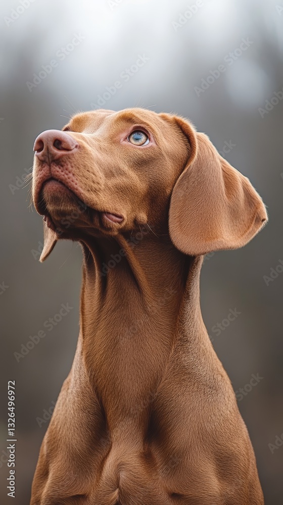 Isolated Vizsla Dog Standing on Clean Lines Background Isolated Vizsla Dog Standing on Clean Lines Background