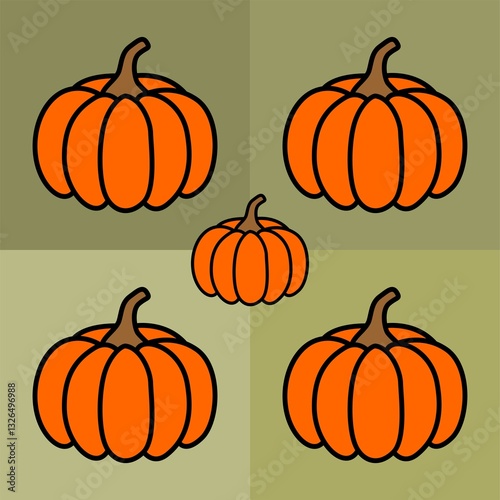 set of pumpkins