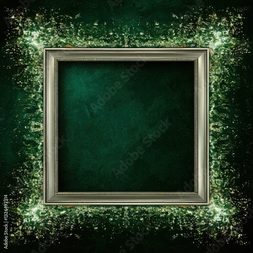 An emerald green velvet background with a platinum frame edge and soft emerald lighting for vibrant Generated AI