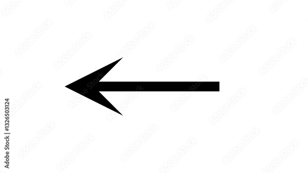A bold, black left arrow pointing to the left against a white background. A bold, black left arrow pointing to the left against a white background.