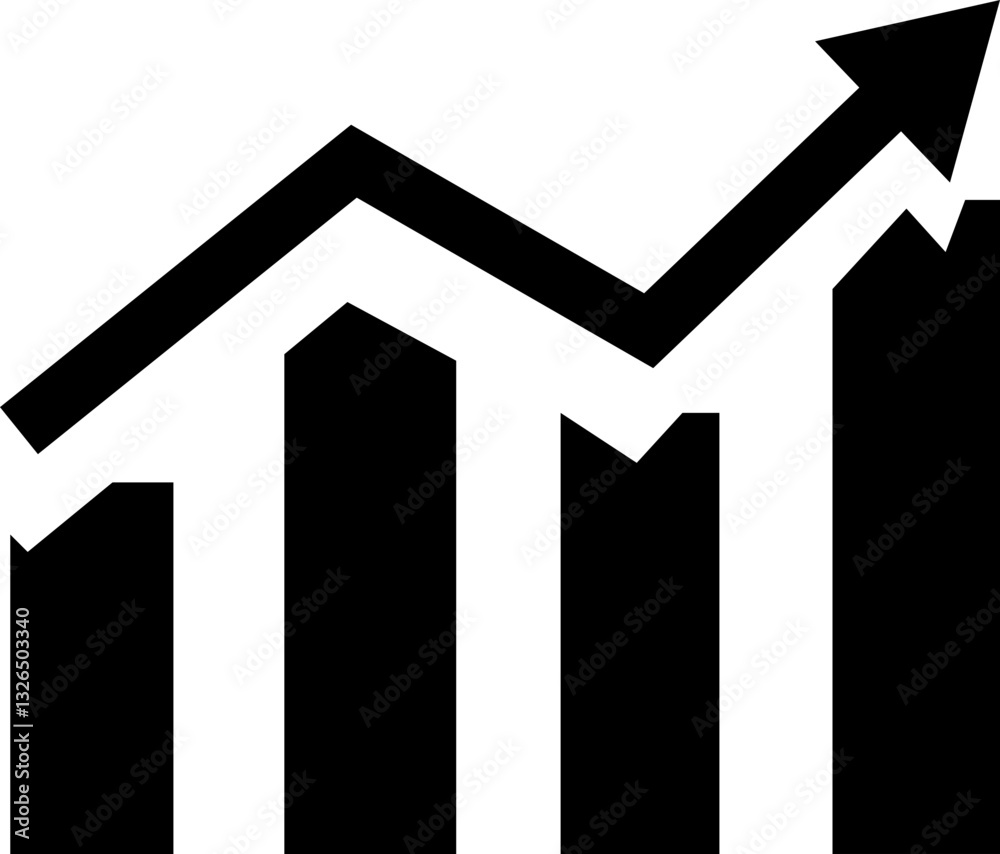 Graph diagram up icon, business growth success chart with arrow, business bar sign, profit growing symbol, progress bar symbol, growing graph icons, Statistics and analytics. Positive Emotion,