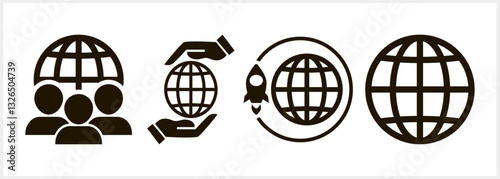 Stencil globe solid icon. Communication clipart. Vector illustration