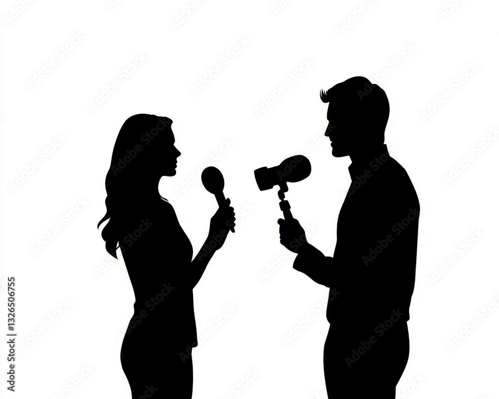 Silhouettes of a Man and Woman Engaging in a Conversation Silhouettes of a Man and Woman Engaging in a Conversation