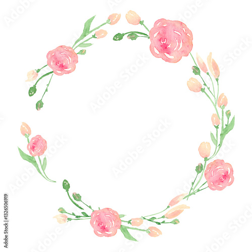 Watercolor Summer Frame Floral Wreath Transparent Background