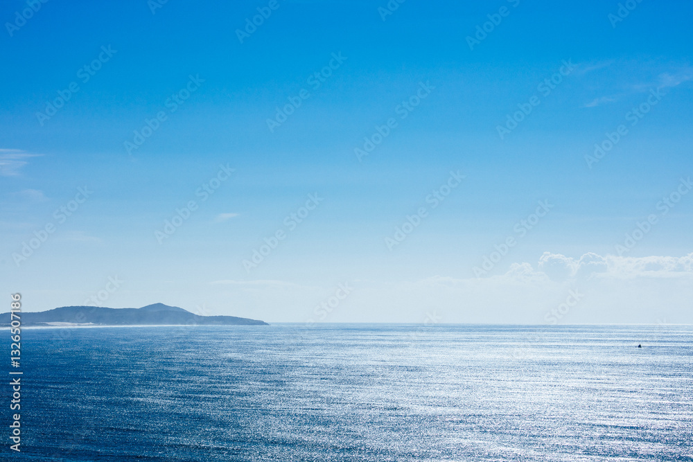Open seas and a distant northern headland at Crescent Head Open seas and a distant northern headland at Crescent Head