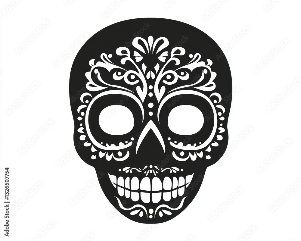Naklejka premium Sugar Skull Illustration: A Vibrant and Intricate Design