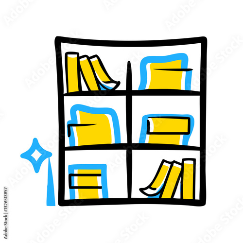 Dusty bookshelf transforming into clean, organized space, enlivening home library atmosphere, promoting tidiness and order with bookshelf cleanliness