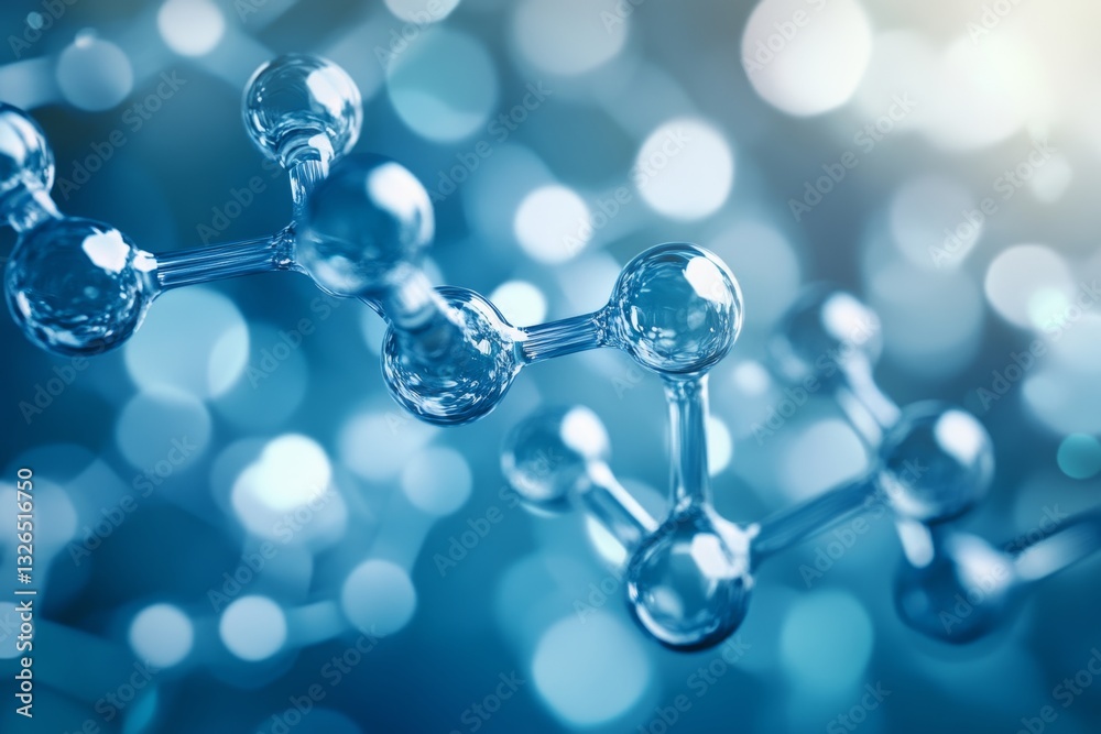 Abstract close up of water molecules on blue background with soft bokeh and detailed bubbles Abstract close up of water molecules on blue background with soft bokeh and detailed bubbles