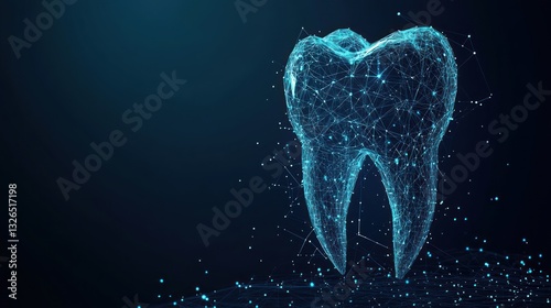 Abstract digital tooth graphic design on dark background