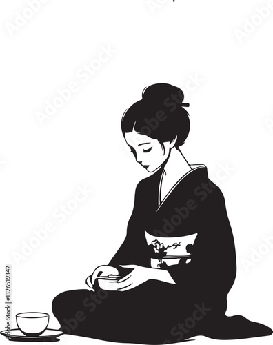 japanese girl with tea cup