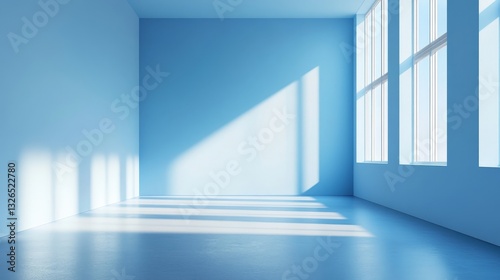 Empty Blue Room with Smooth Background