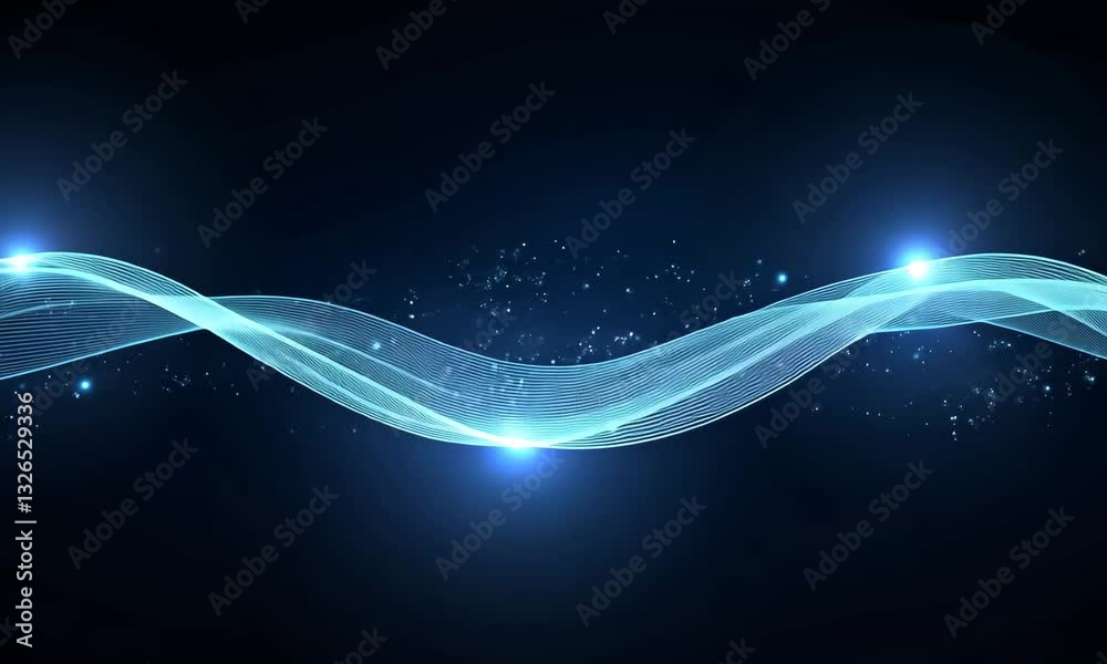 Abstract Blue Wave Energy Flow Digital Art