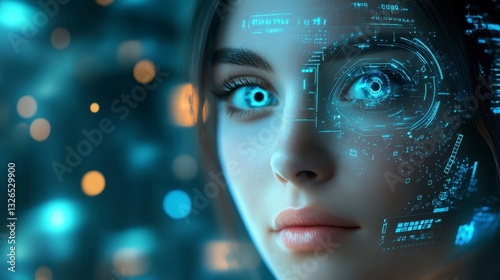 Futuristic Woman with Tech Overlay