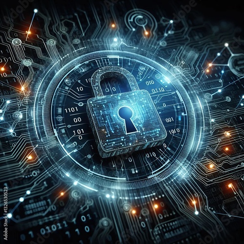 Wallpaper Mural A digital shield featuring a cybersecurity locks, symbolizing security and protection Torontodigital.ca