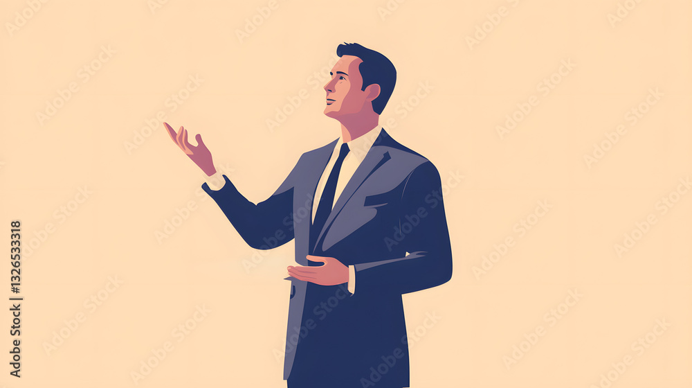 Professional Business Manager Making Presentation Graphic Illustration Isolated on White Background Professional Business Manager Making Presentation Graphic Illustration Isolated on White Background