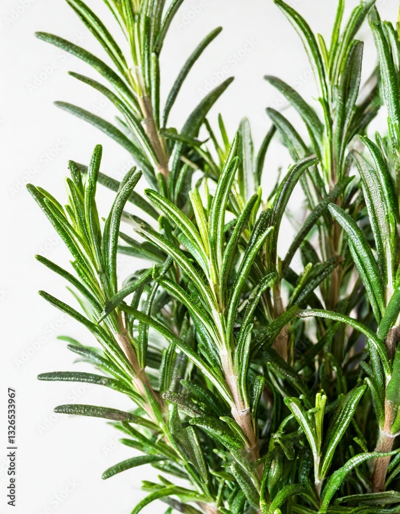 Fototapeta premium Fresh Green Rosemary Sprigs Isolated on a White Background
