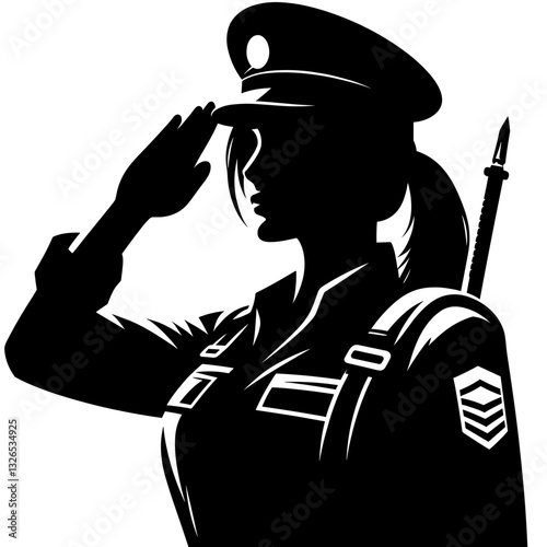 Female Soldier Saluting - Military Tribute on Independence Day