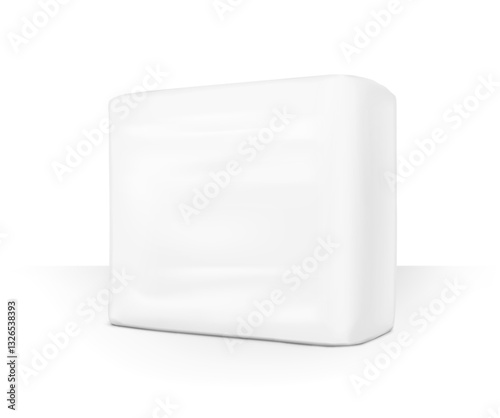 Packaging bag mockup. Suite for the presentation of pads, diaper, wet wipes, etc. Vector illustration isolated on white background. Half side view. Ready for your design. EPS10.	
