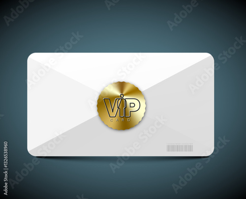 A sleek white VIP membership card featuring a gold seal in the center. This exclusive design symbolizes luxury, premium membership, and elite privileges for special customers.