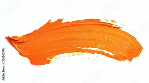 Fototapeta Naklejka Na Ścianę i Meble -  Acrylic orange paint brush strokes, vector bright spiral gradient waves of 3d paint brush texture background. Digital painted paintbrush color paint strokes and smudges isolated on white background